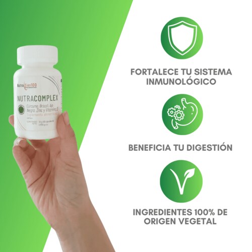 Cúrcuma orgánica con Ajo Negro, Zinc y Vitamina D | Nutracomplex | Nutrasien100 | Suplemento natural | 60 Porciones