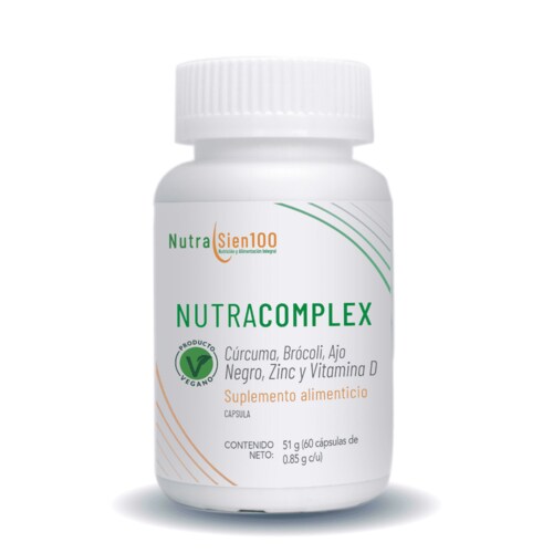 Cúrcuma orgánica con Ajo Negro, Zinc y Vitamina D | Nutracomplex | Nutrasien100 | Suplemento natural | 60 Porciones