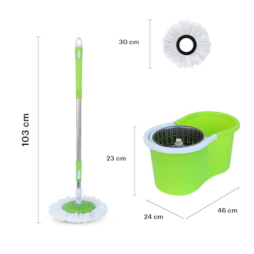 Trapeador Giratorio Spin Mop 360 Sistema De Limpieza, Verde 