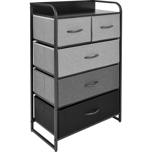 Mueble Buro Organizador Comoda 5 Cajoneras Negro Tela Moderno 