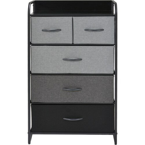 Mueble Buro Organizador Comoda 5 Cajoneras Negro Tela Moderno 