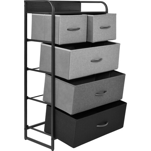 Mueble Buro Organizador Comoda 5 Cajoneras Negro Tela Moderno 
