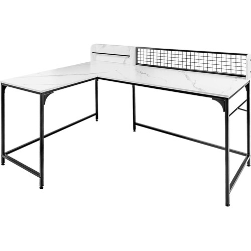 Escritorio Mueble L Esquinero Tipo Marmol Blanco Moderno 