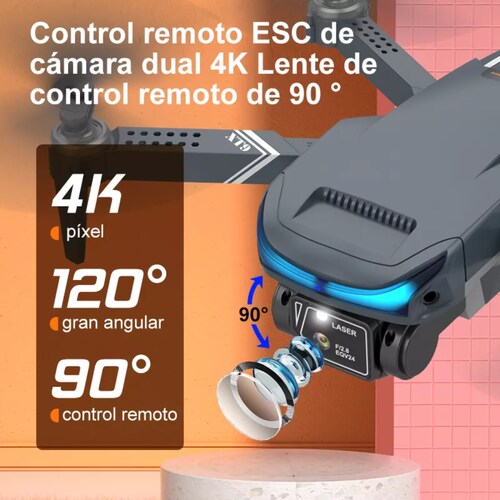Mini drone Axnen 4K XT9 3 Battery con dual cámara HD 2.4GHz 3 baterías Oscuro Gris.
