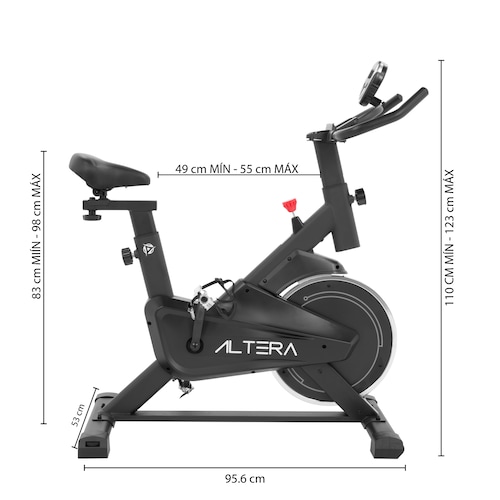 Altera Bicicleta Fija Spinning de 5 niveles de asiento con pantalla LCD con bluetooth para hacer ejercicios en casa