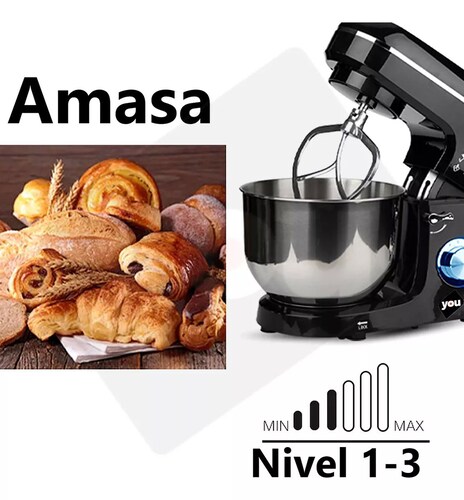 Batidora de pedestal YOU R6671 negra 50/60Hz 110 V