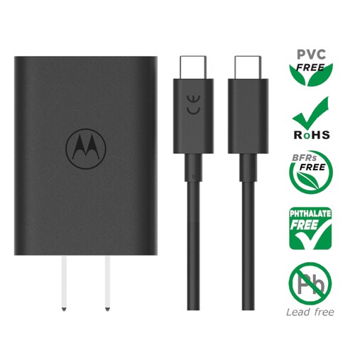 Cargador Motorola 68W Salida Tipo C con Cable Carga Rápida.