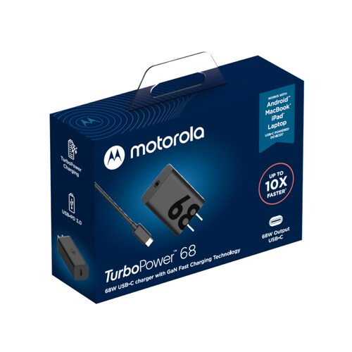 Cargador Motorola 68W Salida Tipo C con Cable Carga Rápida.