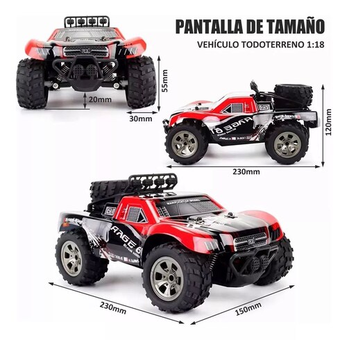 Juguetes De Carro Control Remoto Todo Terreno 1:18+2baterías.