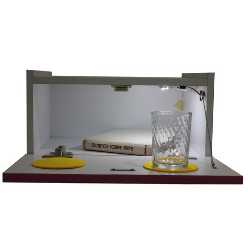 Mesa De Noche Buro Luz Led Recámara Ensamblado Azul Aqua