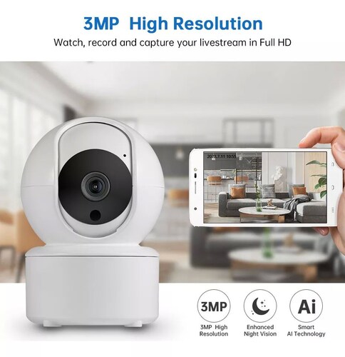 Cámara Inteligente Icsee 3mp Con Wifi Y Control Por App.