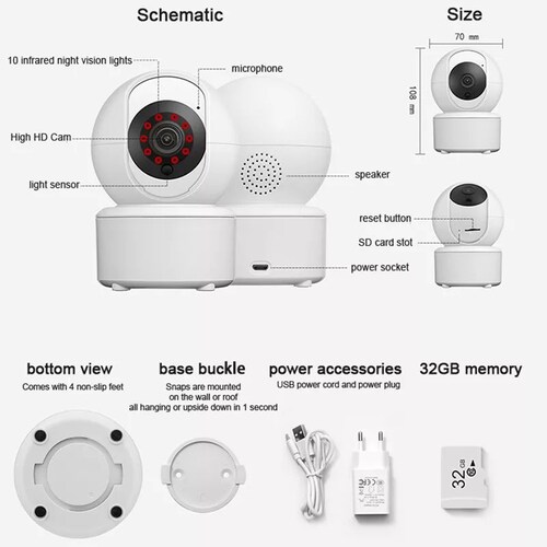 Cámara Inteligente Icsee 3mp Con Wifi Y Control Por App.