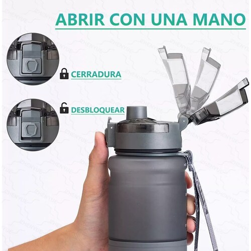 Botella De Agua Antifugas De 1 Litro Copa De Agua Deportiva Frosted Gray