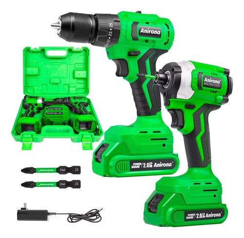 Kit De Atornillador De Impacto & Rotomartillo Sin Carbones.