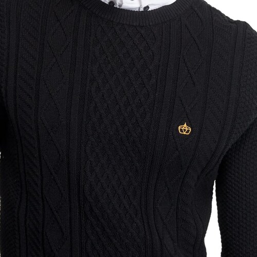 Suéter para hombre, color negro, con simulación cuello, mod. 1093494