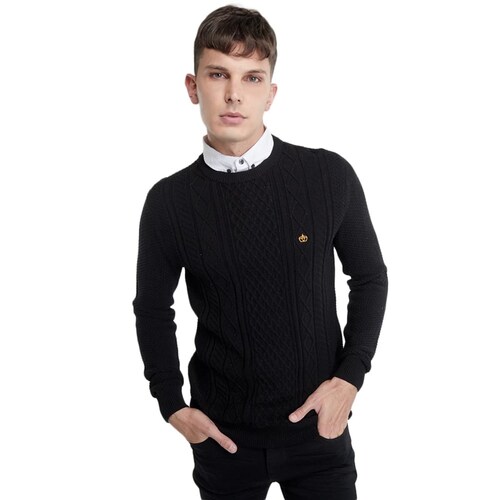 Suéter para hombre, color negro, con simulación cuello, mod. 1093494