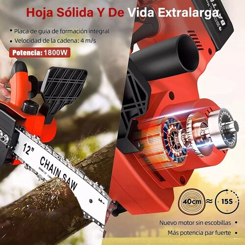 Motosierra Eléctrica Inalámbrica 12inch Moto Sierra Portatil.