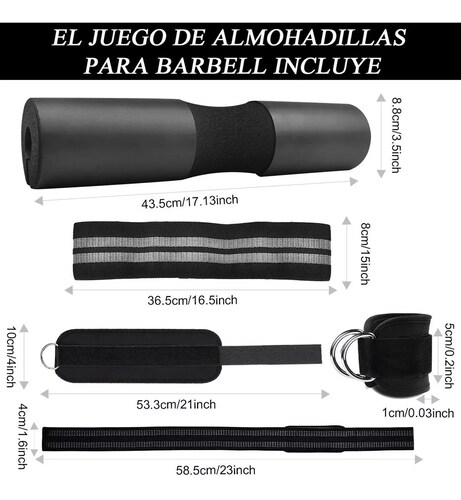 Kit De 4 En 1 Cojín Protector Cuello Para Barra Fitness Gym