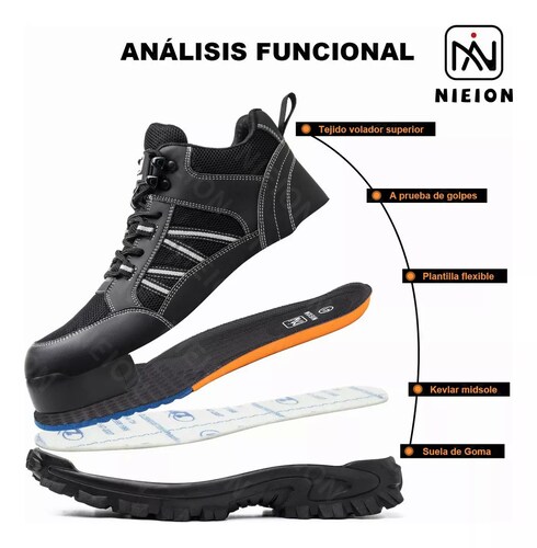 Tenis De Seguridad Industrial Zapatos Trabajo Botas Nieion TALLA 27 color NEGRO