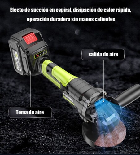 Esmeriladora Angular Eléctrica Inalámbrica Esmeril Cortadora Negro/Verde