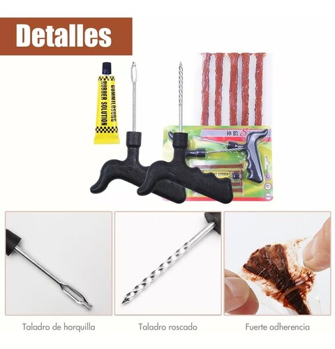 Kit Para Parchar Llantas Sin Cámara Moto Rzr Auto Bici Etc