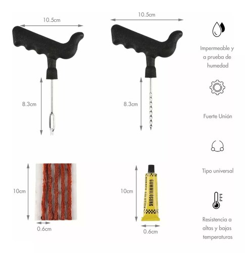Kit Para Parchar Llantas Sin Cámara Moto Rzr Auto Bici Etc