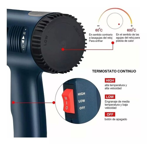 Pistola De Aire Caliente Ajustable Con Temperatura Constante