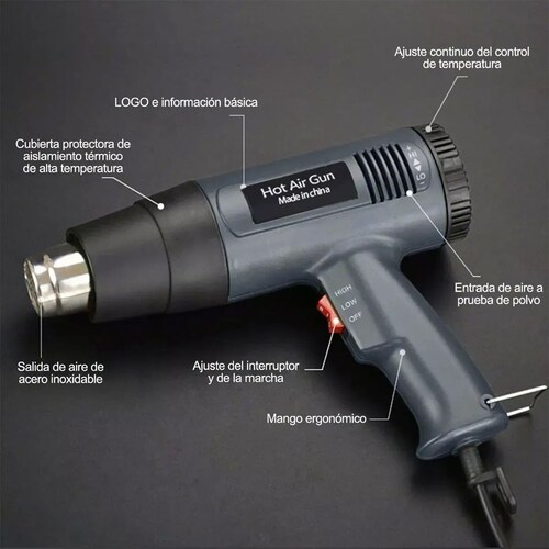 Pistola De Aire Caliente Ajustable Con Temperatura Constante