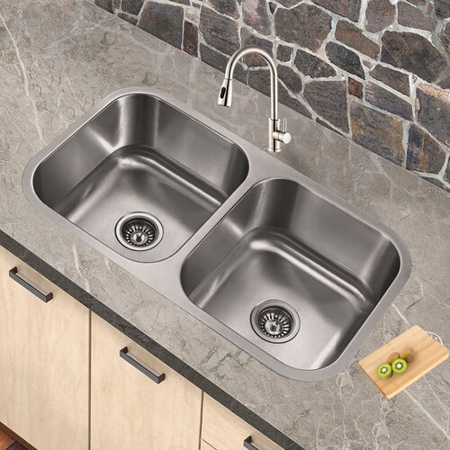 Fregadero De Cocina, Tarja Doble Acero Inox. incluye contra canastas, cespol, accesorios y tabla para cortar de regalo