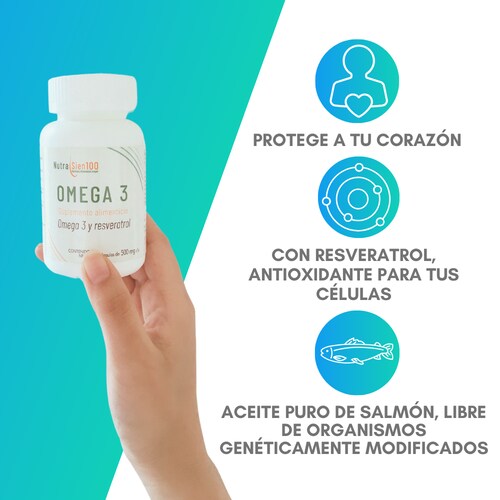 OMEGA 3 Puro de Salmón con resveratrol | Alta concentración | No se repite | Calidad Premium | Nutrasien100 | 90 cápsulas