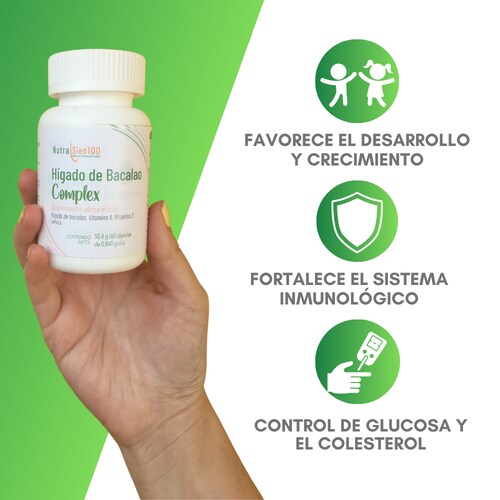 Hígado de Bacalao en cápsulas Omega 3 calidad premium Vitamina D y A 60Caps