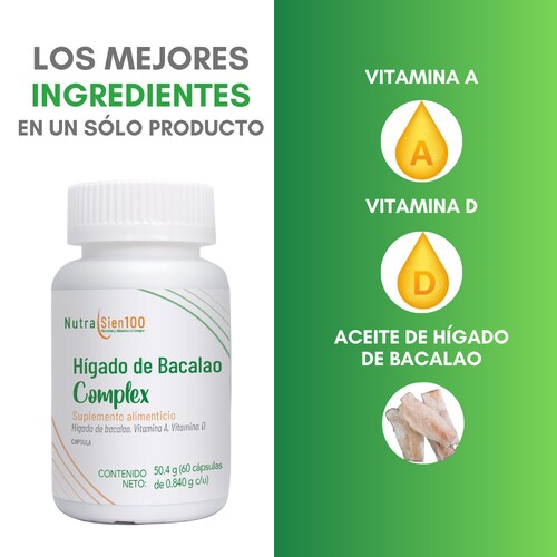 Hígado de Bacalao en cápsulas Omega 3 calidad premium Vitamina D y A 60Caps