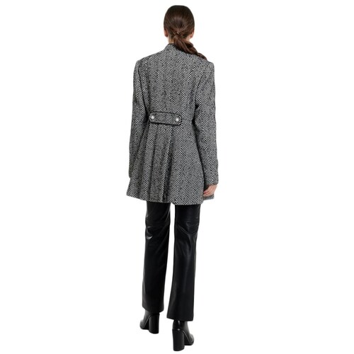 Abrigo plisado y cruzado para mujer, marca Schatz Woman, color negro, mod. 1102165