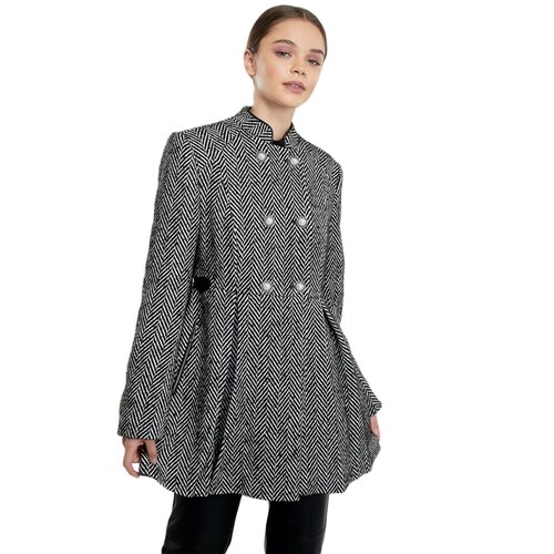 Abrigo plisado y cruzado para mujer, marca Schatz Woman, color negro, mod. 1102165