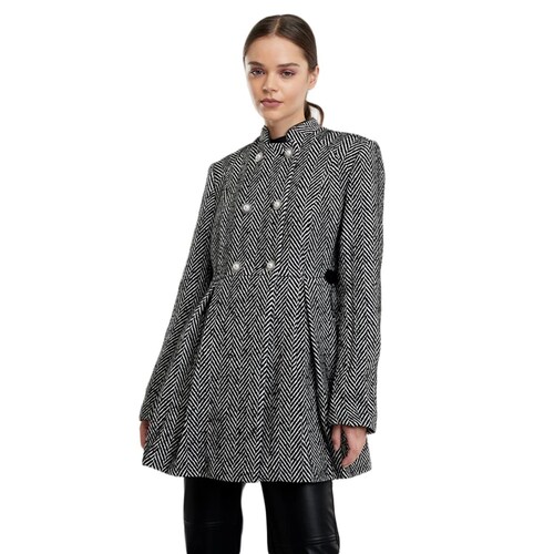 Abrigo plisado y cruzado para mujer, marca Schatz Woman, color negro, mod. 1102165