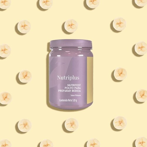 Malteada Bebida Plátano by Nutriplus Farmasi Fibra Vitaminas Minerales Probióticos.