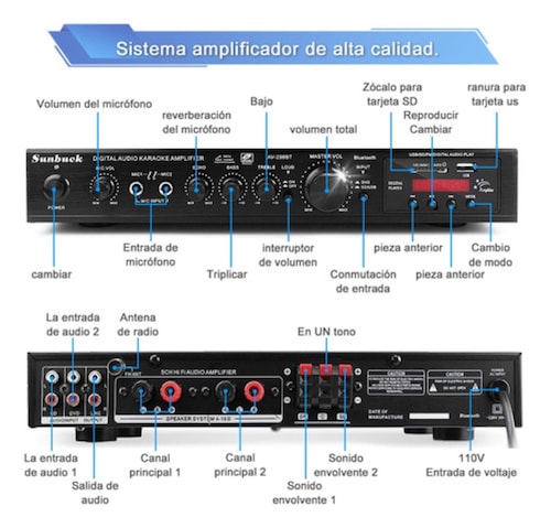 Amplificador De Audio Para Carro Bluetooth 2 Canales 600w Negro 