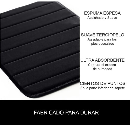 Tapete de Baño Antideslizante con Espuma Viscoelástica Absorbente y Suave.