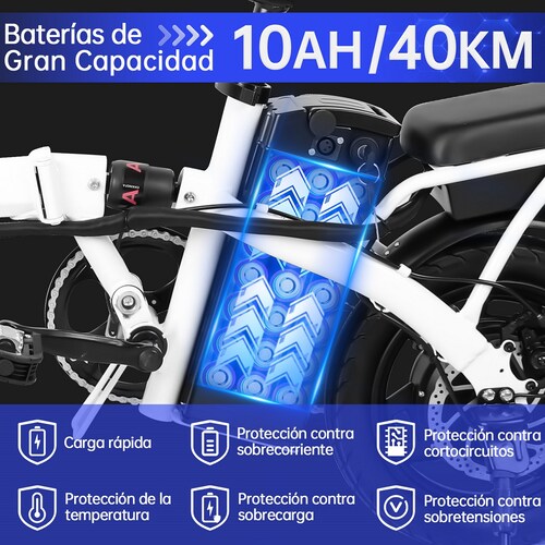 Bicicleta Eléctrica Plegable Honey Whale S6-S Blanco