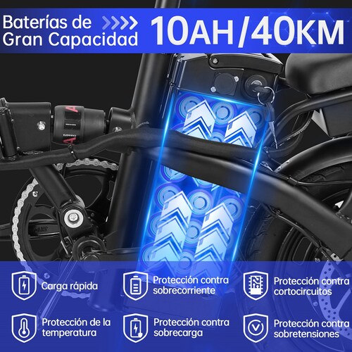 Bicicleta Eléctrica Plegable Honey Whale S6-S Negro.
