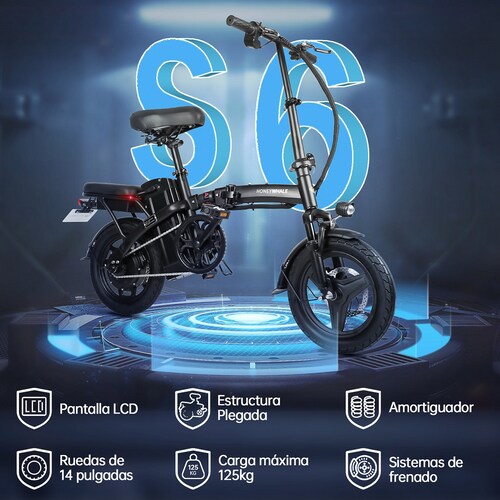Bicicleta Eléctrica Plegable Honey Whale S6-S Negro.