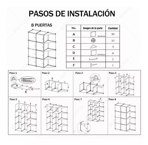 Armario De Plástico Portátil Con Montaje Sencillo 12 Puertas.