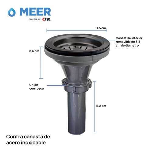 Contra Canasta Con Tubo Gris Metal Cnx Canastilla Para Tarja.