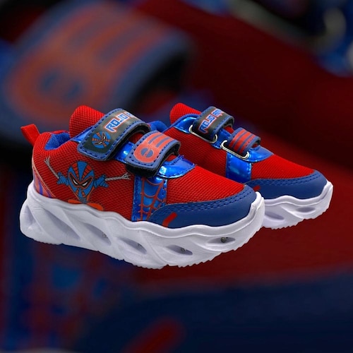 Tenis Rojo Arandano Spider Man Para Niño con Luces Led.