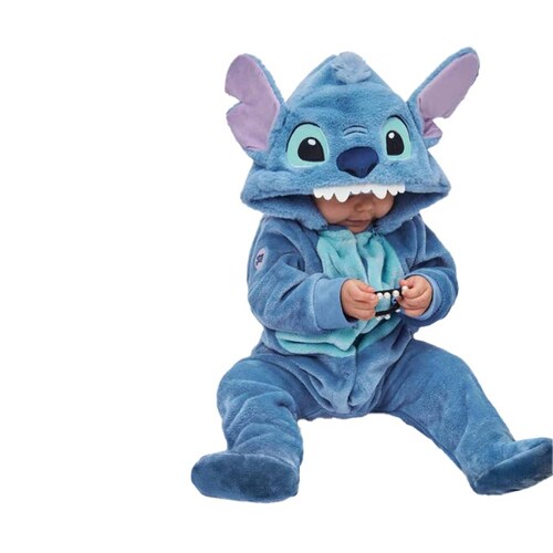 Comando pijama para bebé, de Stitch, con capucha, color azul, mod. 1093846