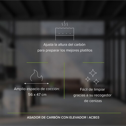 Asador De Carbón Con Elevador Avera ACB03