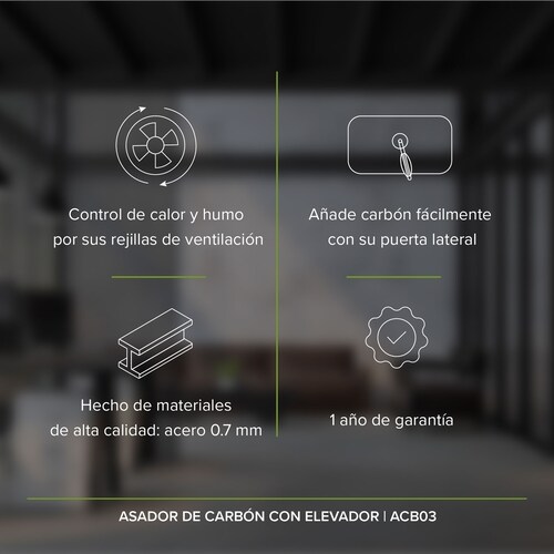 Asador De Carbón Con Elevador Avera ACB03