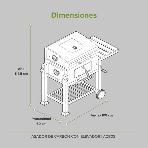 Asador De Carbón Con Elevador Avera ACB03