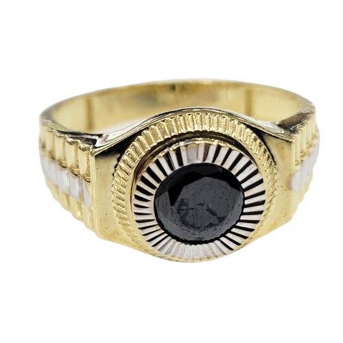 Anillo con circulo central negro 10K