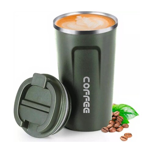 Termo Para Café Con Tapa De Acero Inoxidable Verde